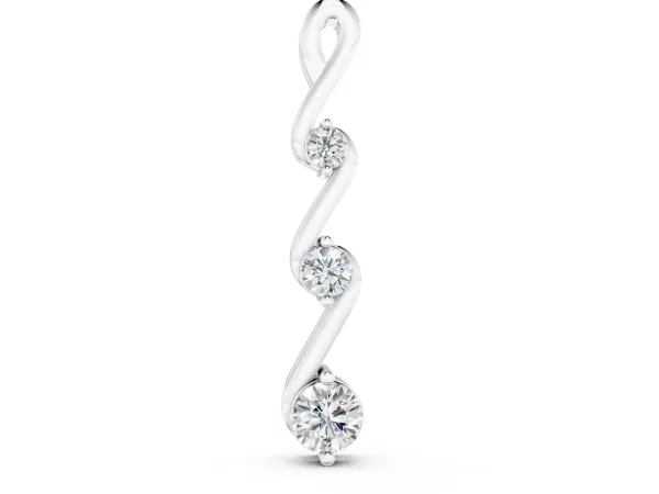 Three-Stone Round Brilliant Prong Set Pendant White gold
