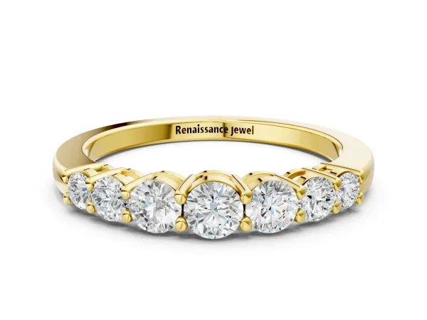 Round Diamond Prong-Set Half-Eternity Band Yellow gold