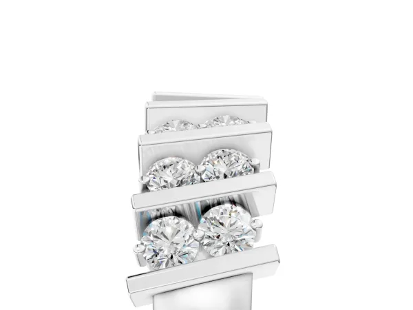 Channel Set Round Diamond Anniversary Band with Vertical Prongs Platinum