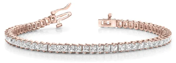 Princess Cut Diamond Tennis Bracelet with Four-Prong Setting Rose gold