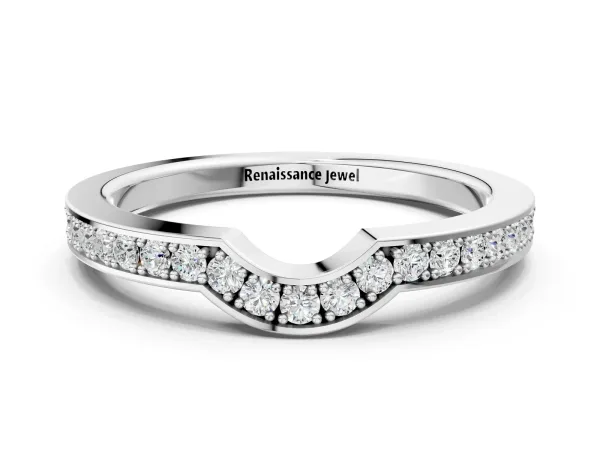Pavé Round Diamond Contour Band with Channel Setting White gold