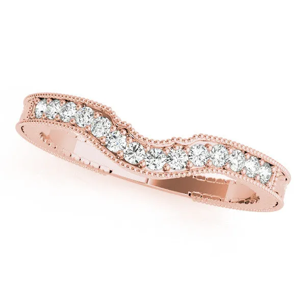 Milgrain Round Diamond Curved Pavé Band Rose gold