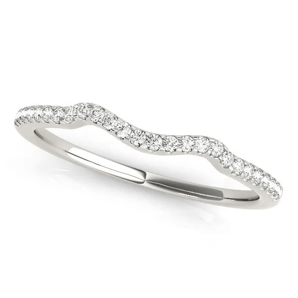 Pavé Round Diamond Curved Band with Micro Prong Setting White gold