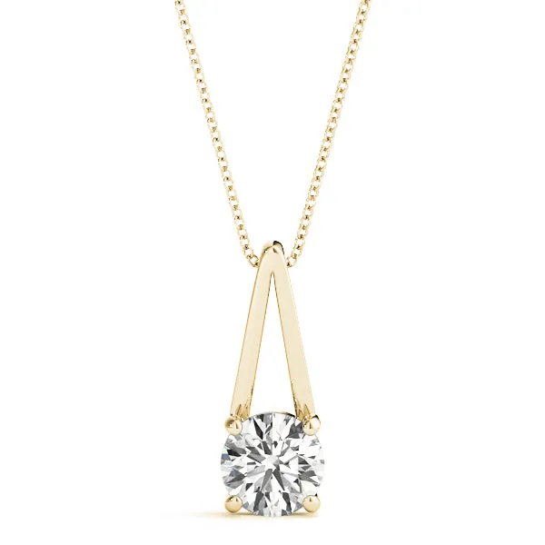 Round Solitaire Diamond V-Bale Pendant Yellow gold