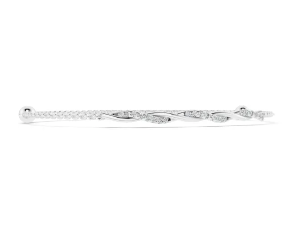 Twisted Diamond Round-Cut Cable Chain Bracelet with Bezel Setting White gold