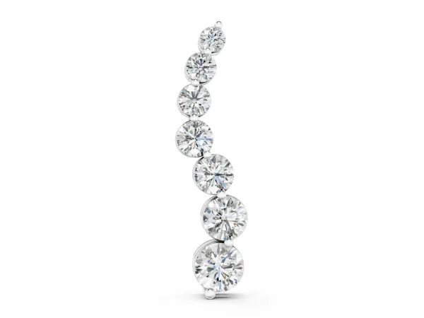 Graduated Round Prong-Set Diamond Pendant Silver