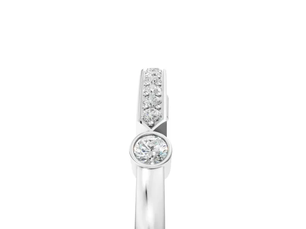 Pavé Round Diamond Bar Station Ring with Channel Setting Platinum