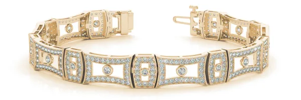 Pavé Round Diamond Link Bracelet with Bezel Setting Yellow gold