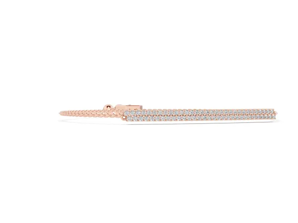 Pavé Round Diamond Box Chain Slider Bracelet Rose gold