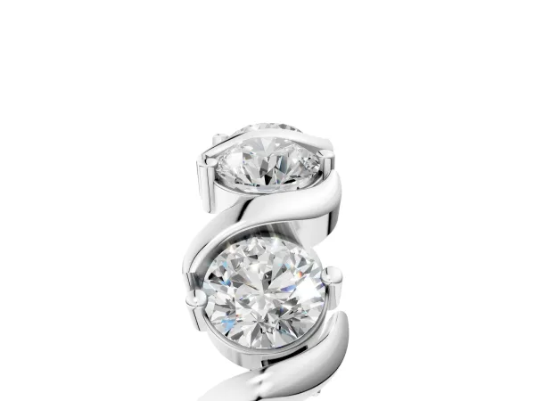 Round Diamond Half Eternity Band with Wave Prong Setting White gold