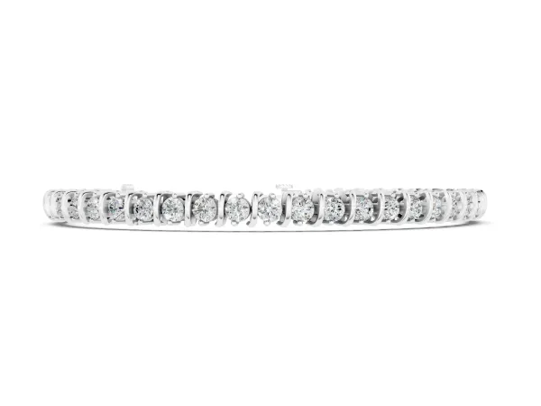 Round Diamond Spiral Tennis Bracelet with Prong Setting Silver
