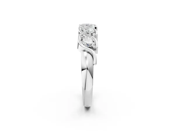 Marquise Diamond Wave Band with Channel Setting Silver
