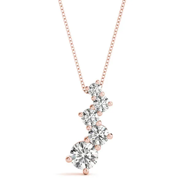 Prong-Set Round Diamond Graduated Pendant Rose gold