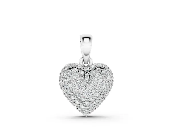 Heart Diamond Pendant with Pavé Setting White gold