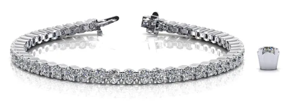 Round Cut Diamond Tennis Bracelet with Channel Set Band and Four-Prong Setting White gold