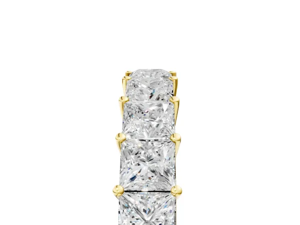 Princess Cut Half Eternity Band with Shared Prong Setting Yellow gold