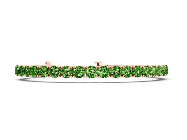 Round Brilliant Peridot Tennis Bracelet with Prong Setting Rose gold