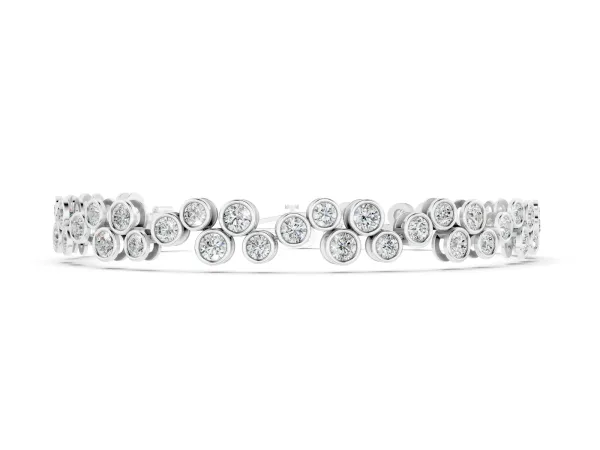 Bezel Set Round Diamond Cluster Tennis Bracelet White gold