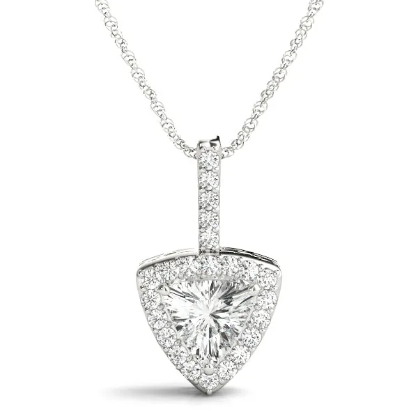 Halo Trillion Prong Pendant White gold