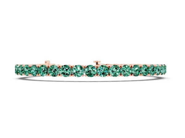 Round Brilliant Green Sapphire Tennis Bracelet with Prong Setting Rose gold