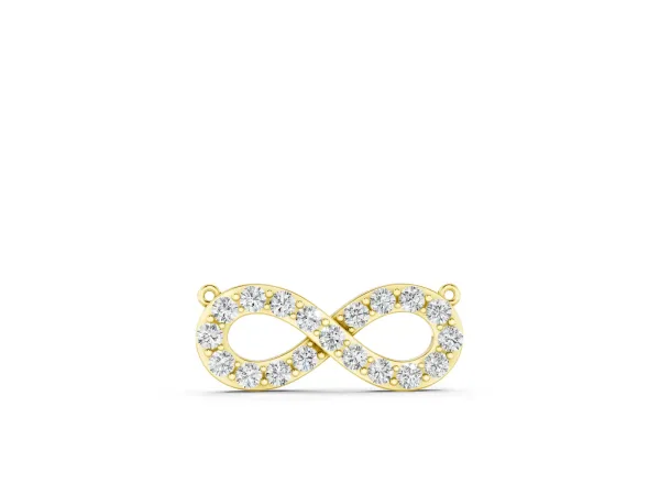 Infinity Pendant with Round Cut Diamonds in Pavé Setting Yellow gold
