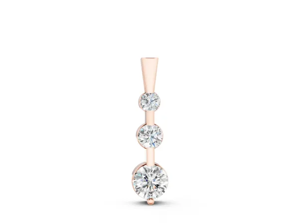 Three-Stone Round Diamond Prong-Set Pendant Rose gold