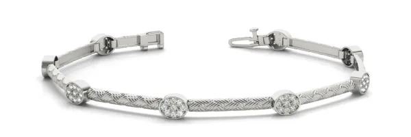 Round Diamond Pavé Cable Bangle Bracelet White gold