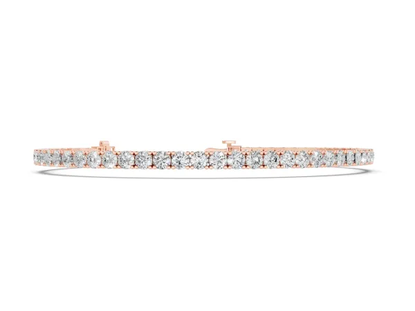Round Diamond Tennis Bracelet with Prong Setting in White Gold Rose gold