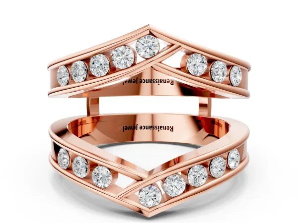 Round Diamond Channel-Set Chevron Band Rose gold