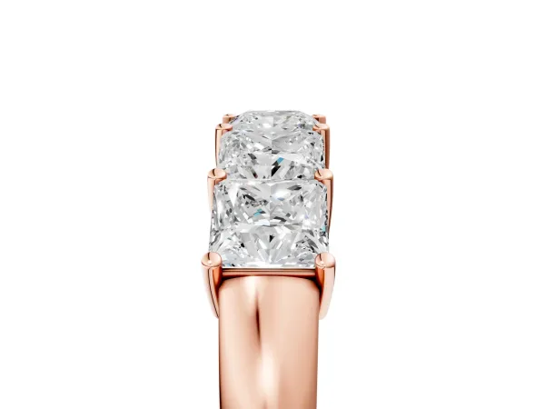 Princess Cut Five-Stone Diamond Band with Prong Setting Rose gold