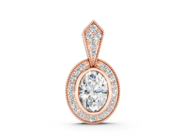 Oval Halo Pavé Diamond Pendant Rose gold