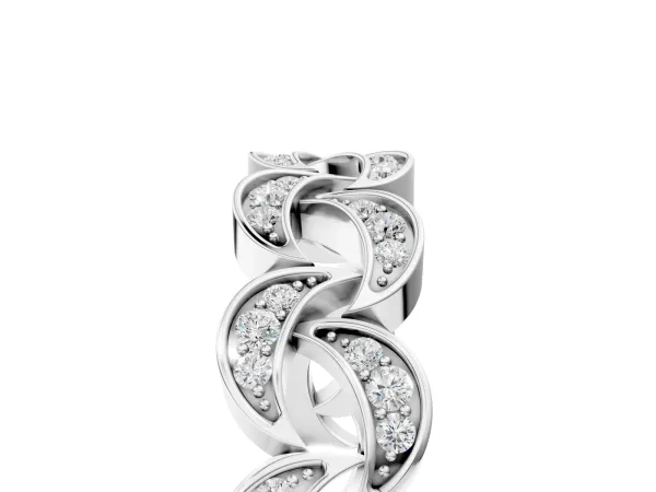 Pavé Round Diamond Interlocking Eternity Band with Bezel Prong Setting Platinum