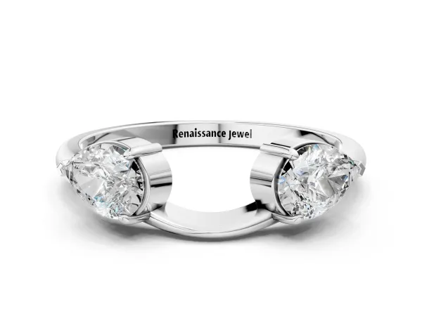 Two-Stone Pear Diamond Bypass Ring with Prong Setting White gold