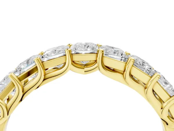Princess Cut Diamond Channel-Set Eternity Band with Prong Setting Yellow gold