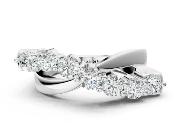 Round Diamond Prong-Set Crossover Band White gold