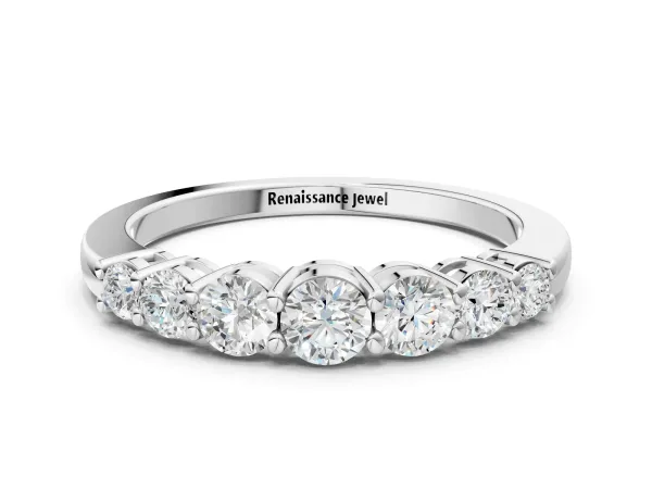 Round Diamond Prong-Set Half-Eternity Band White gold