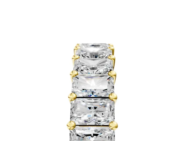 radiant Cut half eternity band with shared prong setting Yellow gold