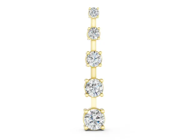 Vertical Bar Pendant with Round Brilliant Diamonds in Prong Setting Yellow gold