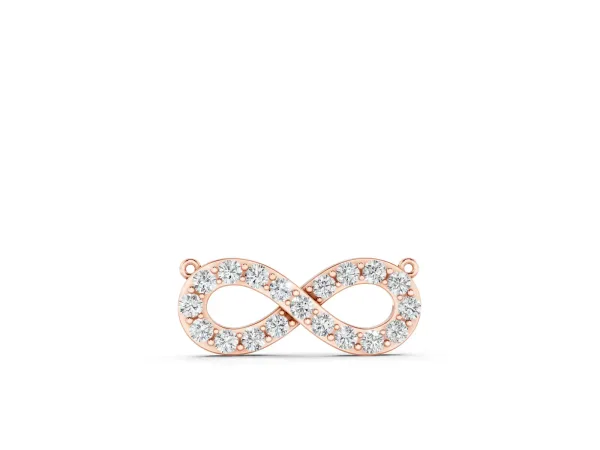 Infinity Pendant with Round Cut Diamonds in Pavé Setting Rose gold
