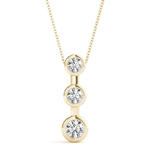 Bezel Set Round Diamond Trio Pendant Yellow gold
