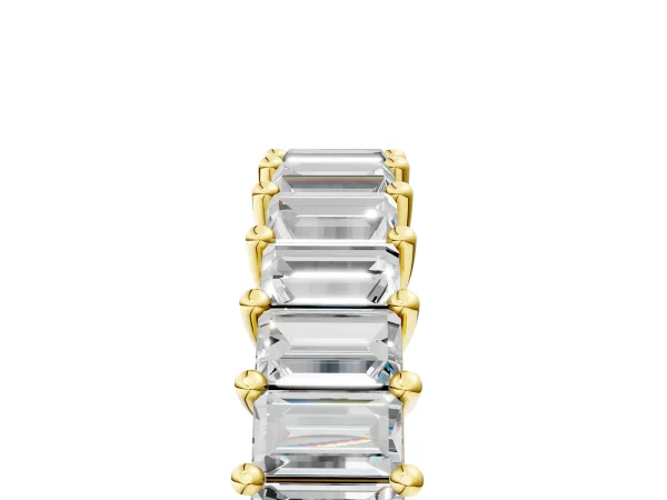 Baguette Cut Eternity Band with Shared Prong Setting Yellow gold