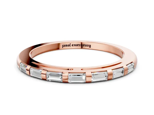 Channel Set Baguette Diamond Eternity Band Rose gold