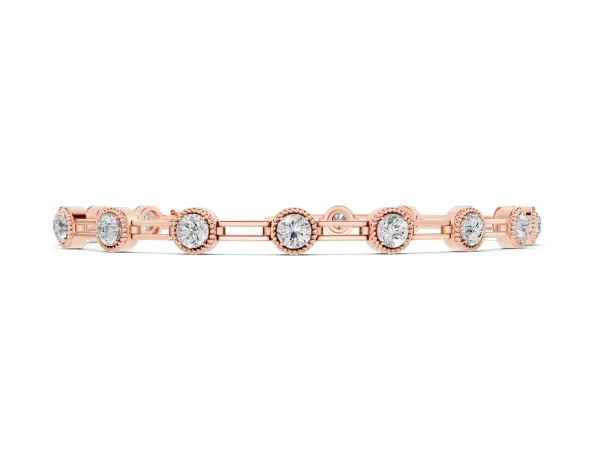 Round Bezel-Set Diamond Tennis Bracelet with Open Link Band Rose gold