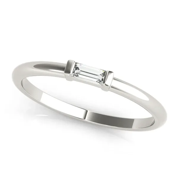 Baguette Solitaire Bar-Set Minimalist Band White gold