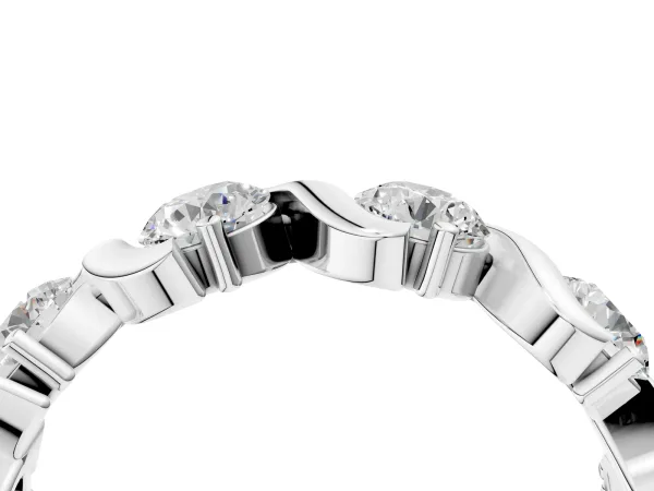 Round Diamond Half Eternity Band with Wave Prong Setting Platinum