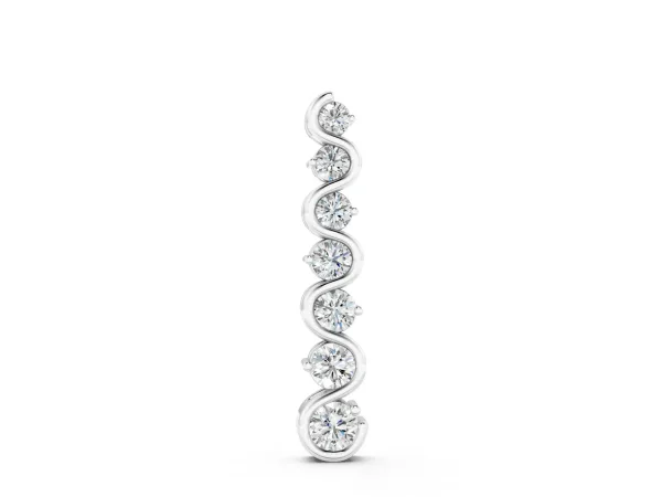 Round Diamond S-Curve Prong Set Pendant Silver