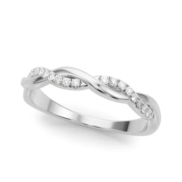 Twisted Pave Round Diamond Infinity Band with Channel Setting White gold