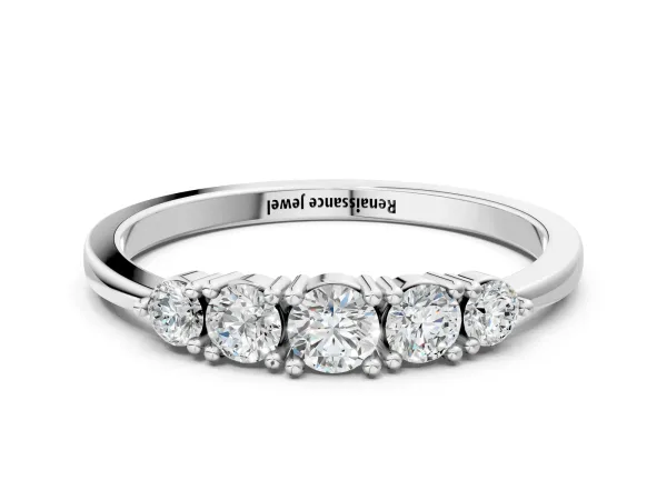 Round Brilliant Diamond Half-Eternity Band with Prong Setting White gold