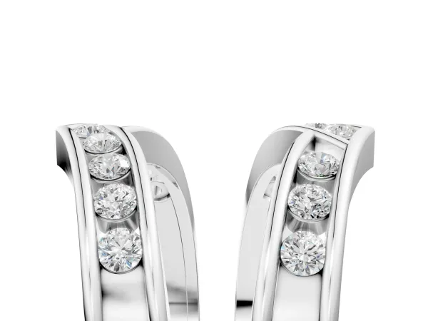 Round Diamond Channel-Set Chevron Band White gold