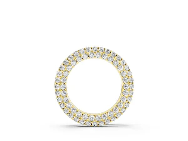 Round Pavé Diamond Circle Pendant Yellow gold
